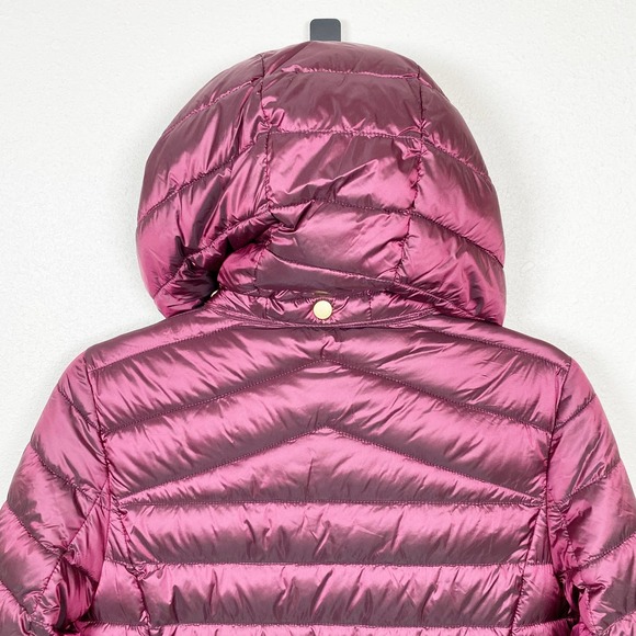BARBOUR Ailith Berry Pink Gold Quilt Vegan Sustainable Puffer Jacket Size 4 - Picture 11 of 13